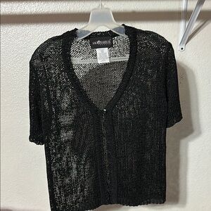 Sag Harbor Black Open-Knit Cardigan